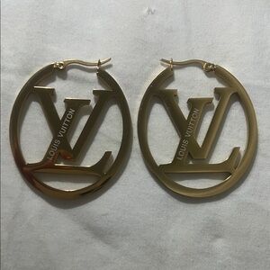 Fashion Jewelry Gold Logo Cutout Hoop Earrings